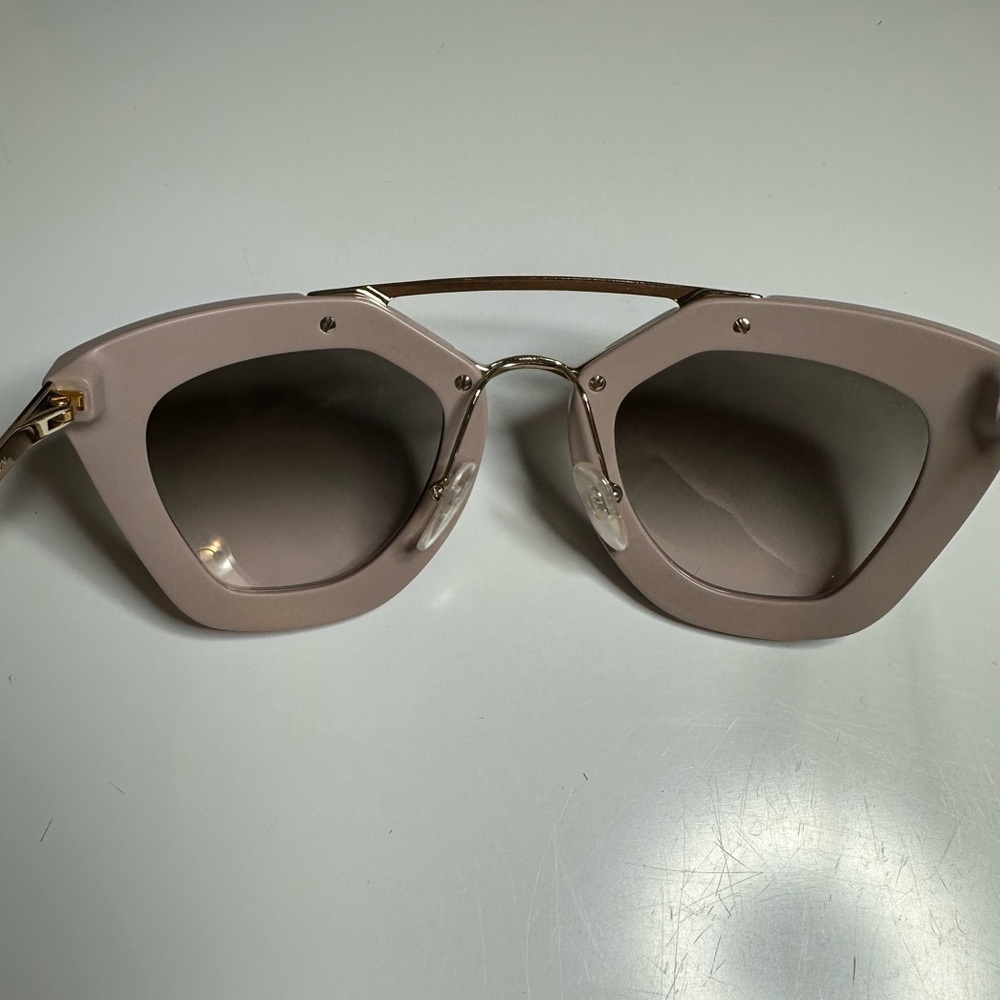 Prada Cinema Iconic Cat Eye Sunglasses 09Q Opal Pink Gold Aviator Gradient - Picture 6 of 14
